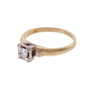 18k Diamond Yellow Gold Solitaire Engagement Ring