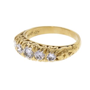 Fire Diamond Yellow Gold Wedding Band Ring