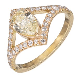 Peter Suchy GIA Certified .70 Carat Yellow Diamond Gold Engagement Ring
