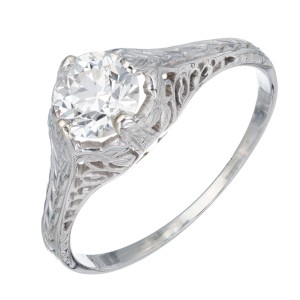 EGL Certified .70 Carat Diamond White Gold Engagement Ring