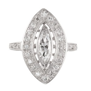 EGL Certified .80 Carat Marquise Diamond Platinum Halo Ring
