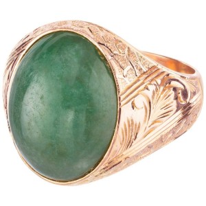 GIA Certified Oval Jadeite Jade Rose Gold Unisex Ring