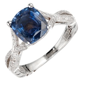 Tacori GIA Certified Sapphire Diamond Platinum Ring