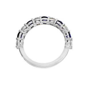 Peter Suchy Sapphire .65ct Diamond Half Way Common Prong Ring Platinum