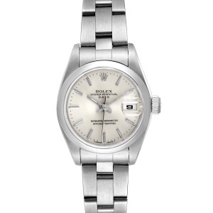 Rolex Date Silver Dial Oyster Bracelet Steel Ladies Watch 
