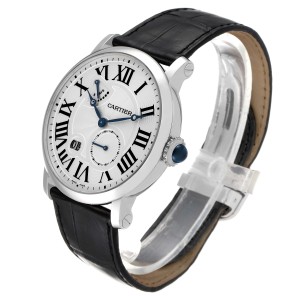 Cartier Rotonde 18k White Gold Silver Dial Mens Watch 