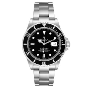 Rolex Submariner Black Dial Stainless Steel Mens Watch 
