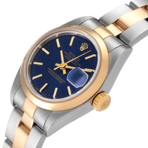 Rolex Datejust Steel 18k Yellow Gold Blue Dial Ladies Watch