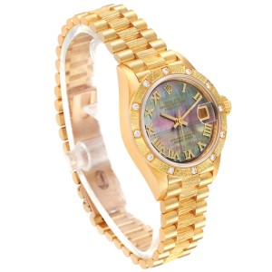 Rolex President Datejust Yellow Gold MOP Diamond Ladies Watch 