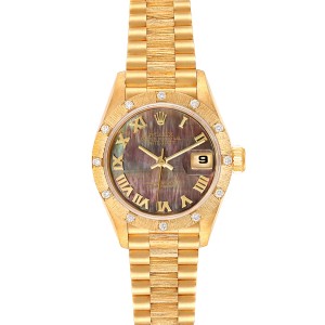 Rolex President Datejust Yellow Gold MOP Diamond Ladies Watch 
