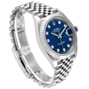 Rolex Datejust 41 Steel White Gold Diamond Mens Watch 