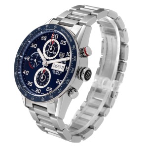 Tag Heuer Carrera Blue Dial Chronograph Steel Mens Watch 
