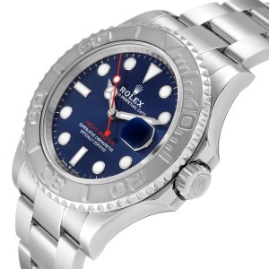 Rolex Yachtmaster Stainless Steel Platinum Blue Dial Watch 