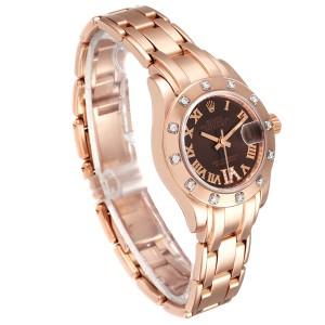 Rolex Pearlmaster Rose Gold Chocolate Dial Diamond Ladies Watch 