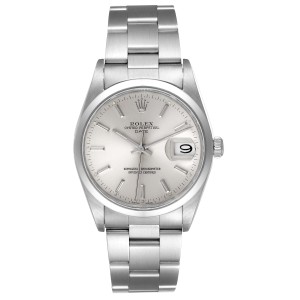 Rolex Date Silver Dial Oyster Bracelet Automatic Mens Watch 
