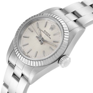 Rolex Non-Date Steel White Gold Silver Dial Ladies Watch