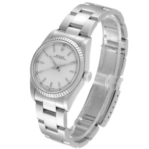 Rolex Midsize Steel White Gold Silver Dial Ladies Watch