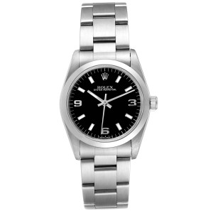 Rolex Midsize 31mm Black Dial Automatic Steel Ladies Watch