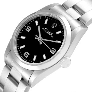 Rolex Midsize 31mm Black Dial Automatic Steel Ladies Watch