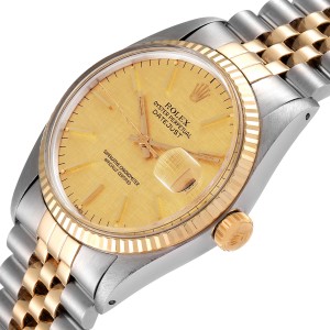 Rolex Datejust 36 Steel Yellow Gold Vintage Linen Dial Watch 