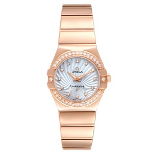 Omega Constellation Rose Gold MOP Diamond Ladies Watch