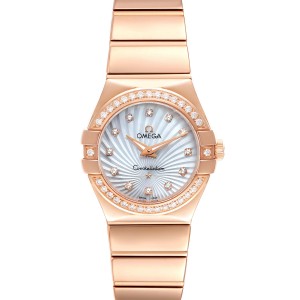 Omega Constellation Rose Gold MOP Diamond Ladies Watch