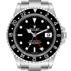 Rolex GMT Master II Black Bezel Steel Mens Watch 
