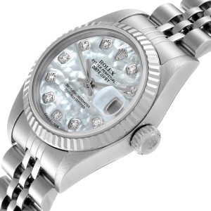Rolex Datejust Steel White Gold MOP Diamond Dial Ladies Watch 