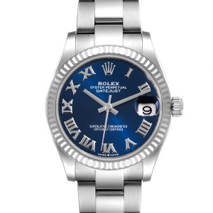 Rolex Datejust Midsize 31 Steel White Gold Blue Dial Watch 