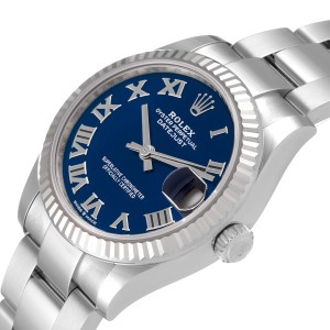 Rolex Datejust Midsize 31 Steel White Gold Blue Dial Watch 