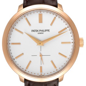 Patek Philippe Calatrava 18K Rose Gold Silver Dial Mens Watch