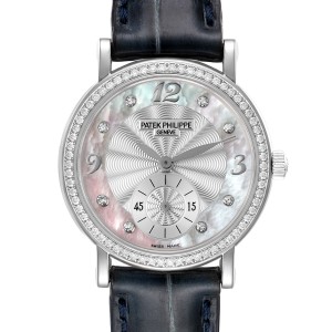 Patek Philippe Calatrava White Gold MOP Diamond Ladies Watch 