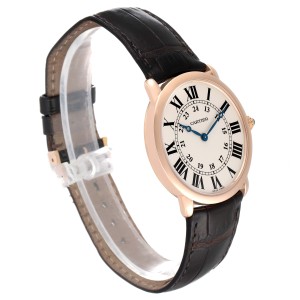Cartier Ronde Louis Rose Gold Silver Dial Mens Watch