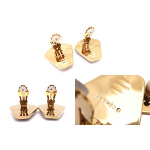 Hermes Enamel And Gold Metal Earring