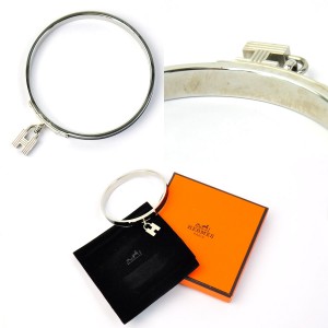 Hermes H Lock Metal Leather Bangle Bracelet