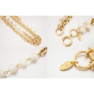Chanel Metal Simulated Glass Pearl Necklace 