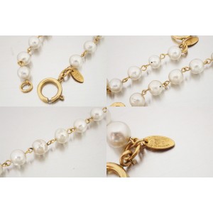 Chanel Metal Simulated Glass Pearl Necklace  