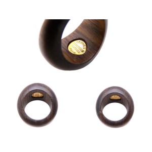 Hermes Gold Tone Metal Wood Ring 