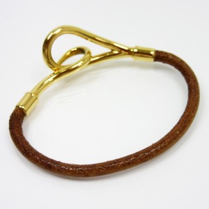 Hermes Metal and Leather Bangle Bracelet 