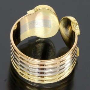 Cartier 18K White Yellow And Rose Gold Ring Size: 6.75