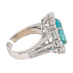 Rare Spectacular Blue Paraiba Tourmaline and Diamond Ring