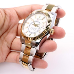 Rolex Sky-Dweller 42MM 2-Tone Yellow Gold/Steel Watch White Index Dial