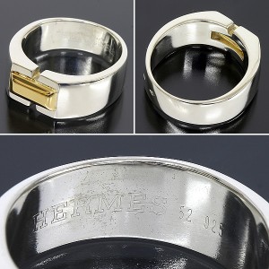 Hermes 925 Sterling Silver 18K Yellow Gold  Ring