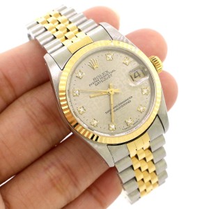 Rolex Datejust Midsize 31mm Yellow Gold/Steel Watch with Factory Jubilee Diamond Dial