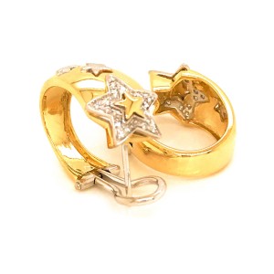 Estate Wempe 18K Yellow and White Gold Stars Diamond Earrings