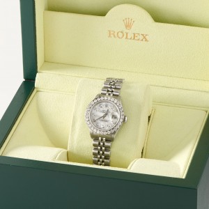 Rolex Datejust Steel 26mm Jubilee Watch 1.3CT Diamond Bezel & White MOP Dial