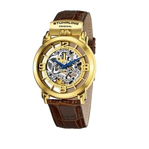 Stuhrling Winchester 165F.3335K31 Gold-Tone Stainless Steel & Leather 42mm Watch