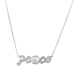 Sterling Silver and Diamond PEACE Necklace