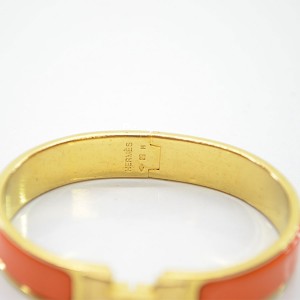 Hermes Gold Tone Metal H Logo Clic Clac Bangle Bracelet