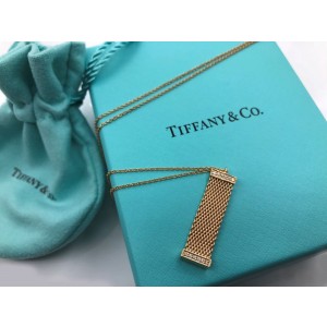 Tiffany & Co. Rose Co 18k Pink Gold Diamond Somerset Mesh Pendant Necklace
